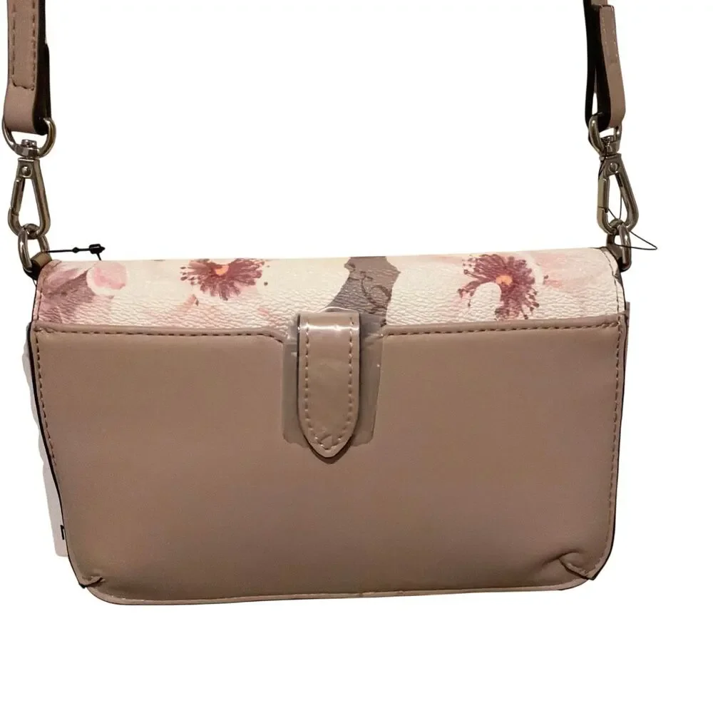 Nine West Shondra Floral Logo Crossbody Bag NWT Pink Convertible Shoulder Purse